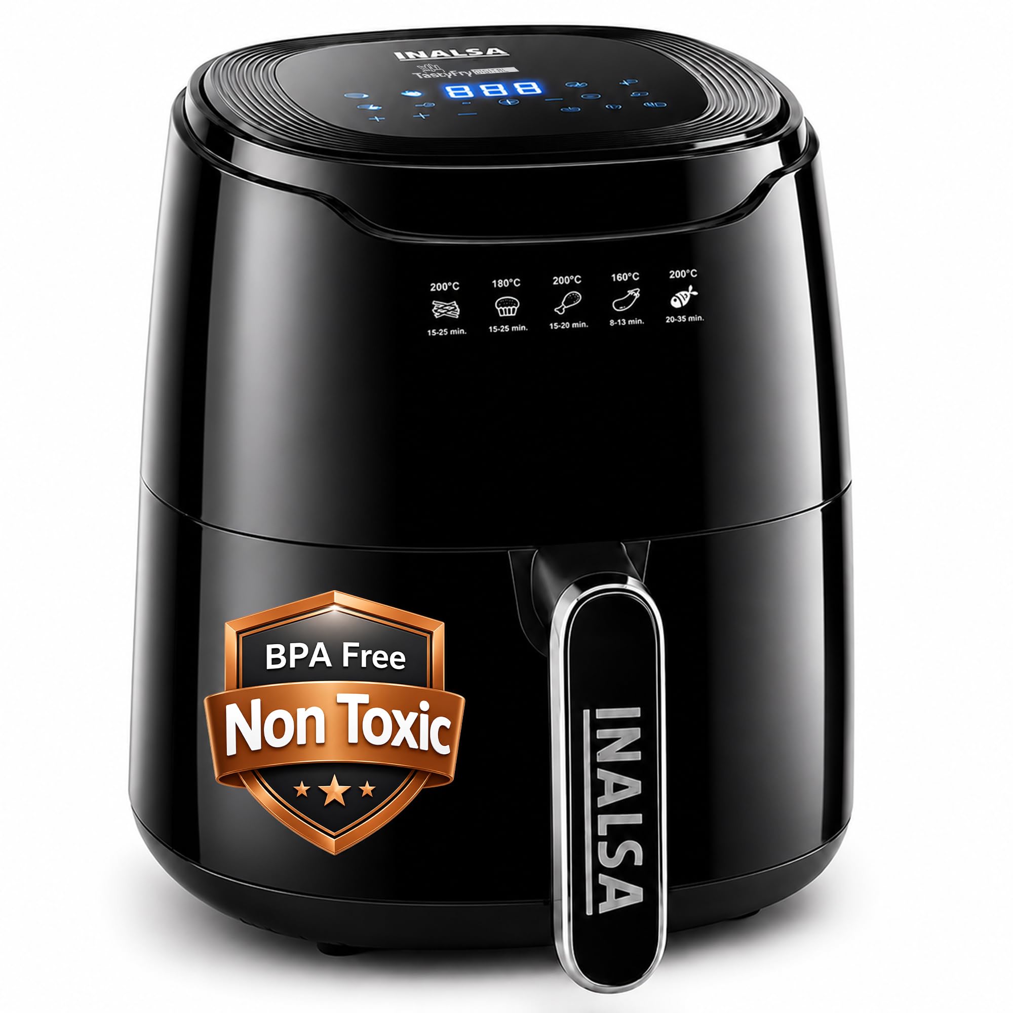 INALSA Air Fryer 4.2 ltr|1400 W with Air Crisp Technology|Temperature & Timer Control|8 Preset Menu & Digital Display|Air fry, Bake,Roast,Reheat,Dehydrate|Airfryer Recipe book(Tasty Fry Digital)-image-7