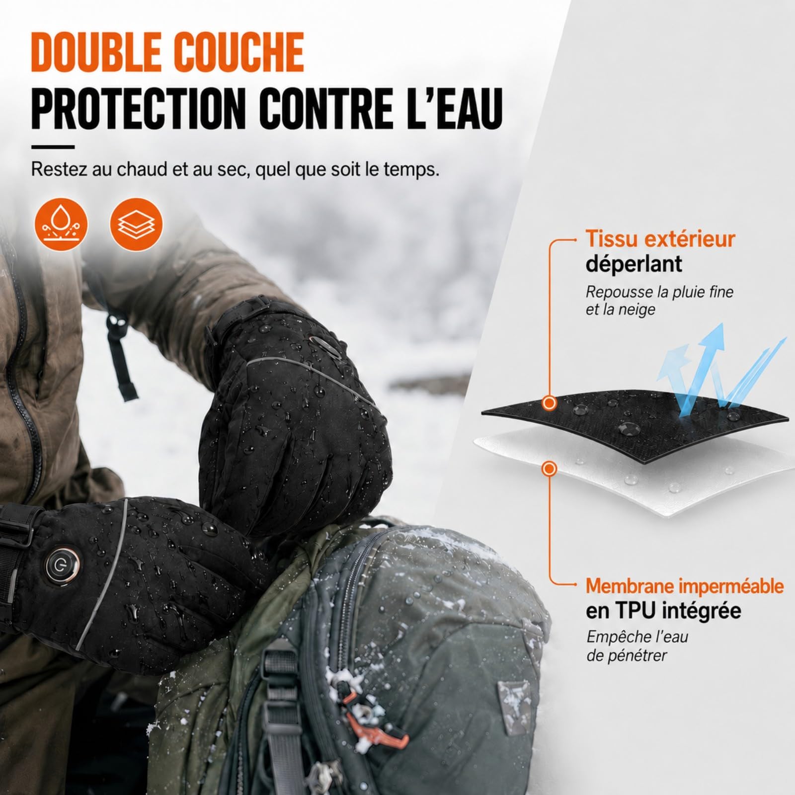 MRAWARM Gants chauffants pour homme et femme avec batterie de 6000 mAh