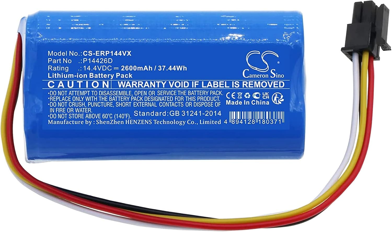 CS Cameron Sino 14.4V 2600mAh Battery Compatible for Eureka Groove Robot Vacuum, Part No. P14426D