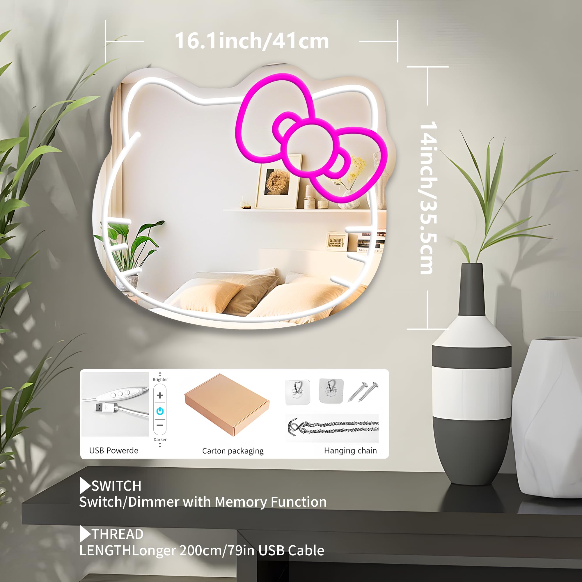 Zmmyuluo Hello Kitty Mirror 1 Pcs Makeup Mirror 16.1