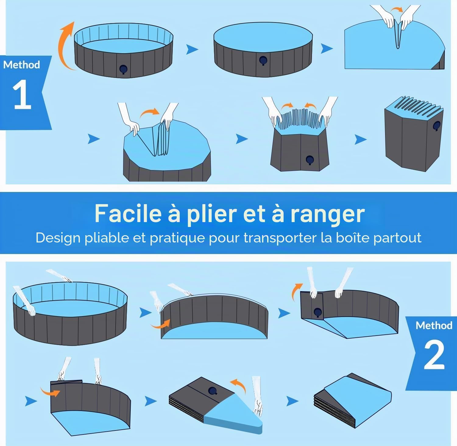 Pourbibi Piscine pour Grands Chiens, Bassin de baignade Pliable pour Chien, pataugeoire pour Chien, Baignoire PVC Portable pour Chien, Piscine pour Chiens Grands et Petits, 160 x 30 cm