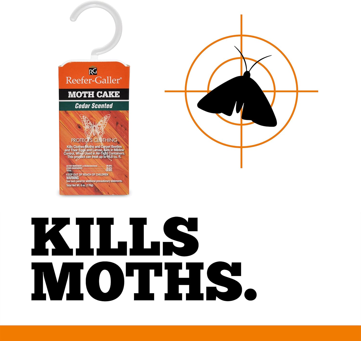 Reefer Galler NO Moth Closet Hanger - Kills Clothes Moths, Carpet Beetles, Eggs & Larvae, 6 Pack