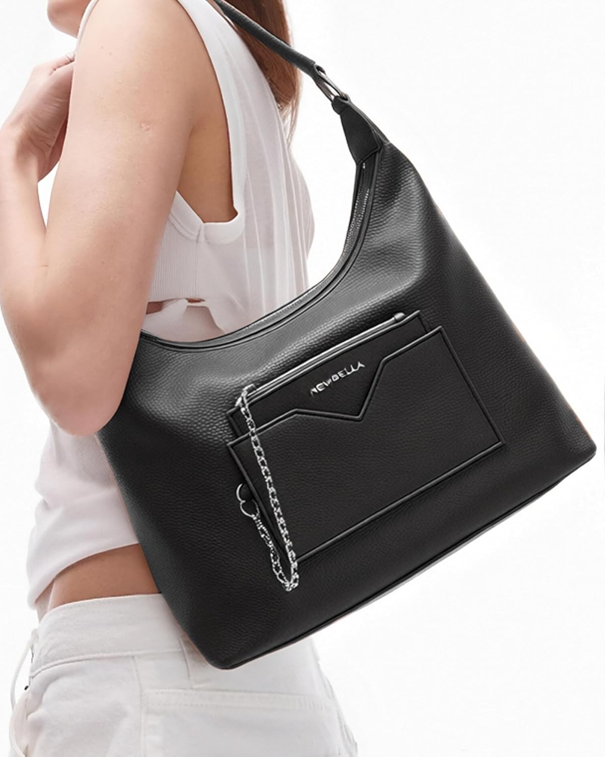 NEWBELLA Women's Elegant Top Handle Satchel Handbag Tote Purse with Detachable Shoulder Strap, Crossbody & Shoulder Bag, Dark - Image 9