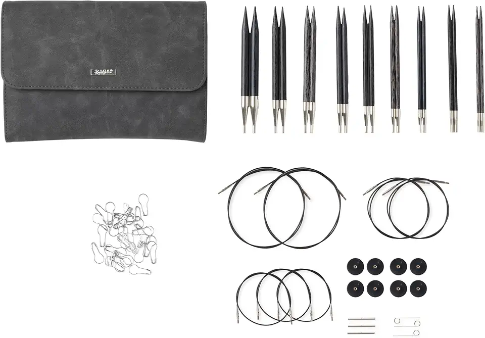 Knit Picks Opções Conjunto De Agulhas De Tricô Intercambiáveis De Madeira Com Estojo E Marcadores De Ponto (Clark)