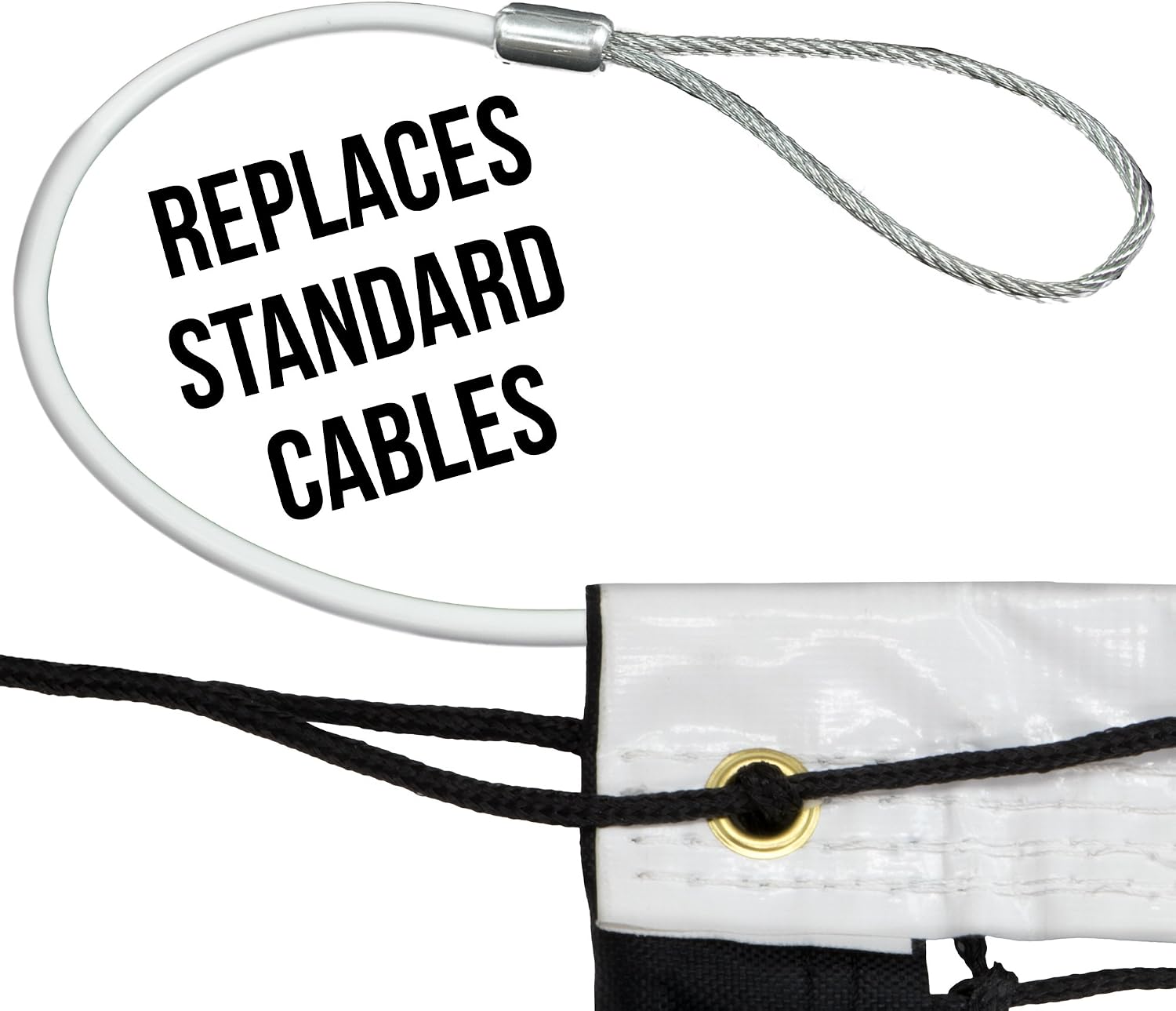 Crown Sporting Goods 47-Foot Replacement Tennis Net Cable with 3" Rope End Loops – for Standard Size Tennis Courts & Select Racquet Sports