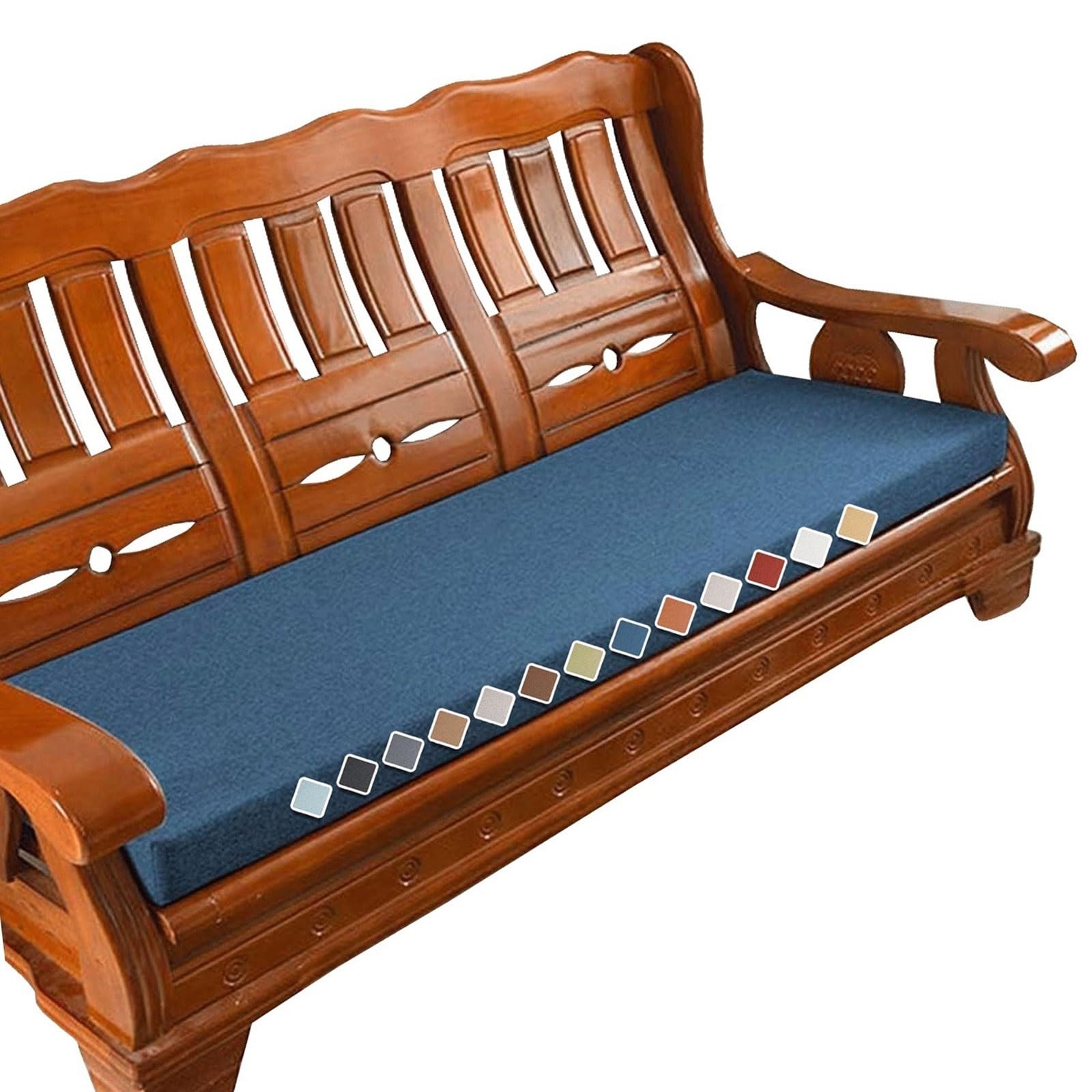 Versatile Indoor/Outdoor Bench Cushion - 150cm/120cm/100cm/90cm x 40cm/35cm/50cm - 2/3 seater Non-Slip Seat Pad for Bay Windows,Garden Patio,Long Chairs,Swings & Porch Furniture(Blue,50x50x5cm) โ image 1