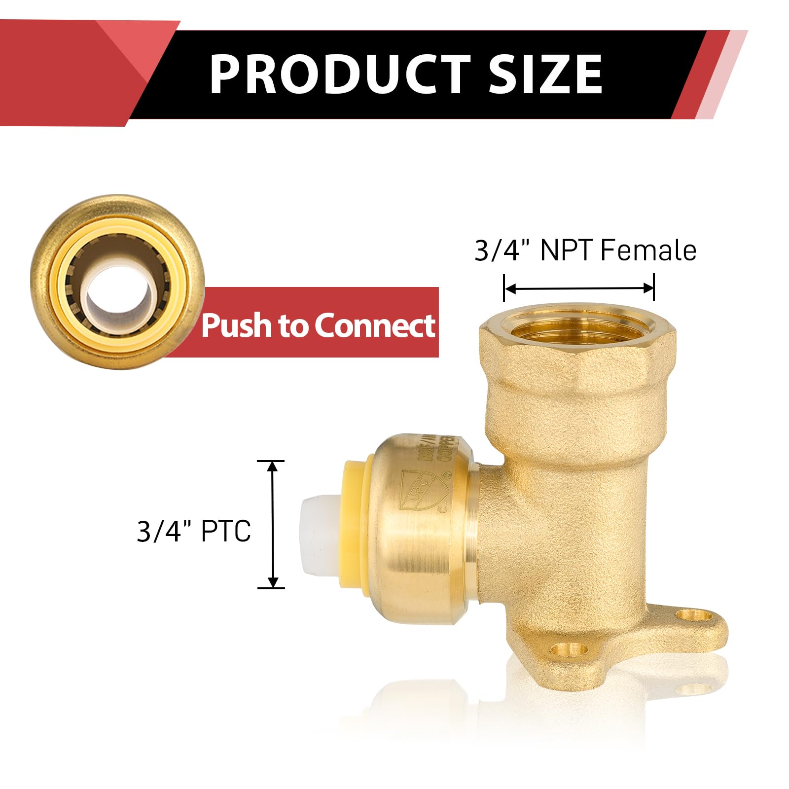 EFIELD - Codos para oreja, 3/4", NPT hembra
