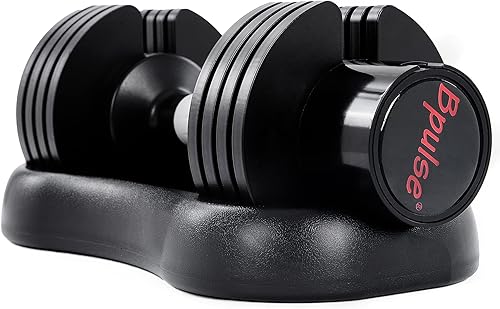 Miniatura 1 de Bpulse - Mancuerna ajustable con esfera negra con asa y placa de peso ajuste rápido de peso girando el mango ideal para entrenamiento de cuerpo