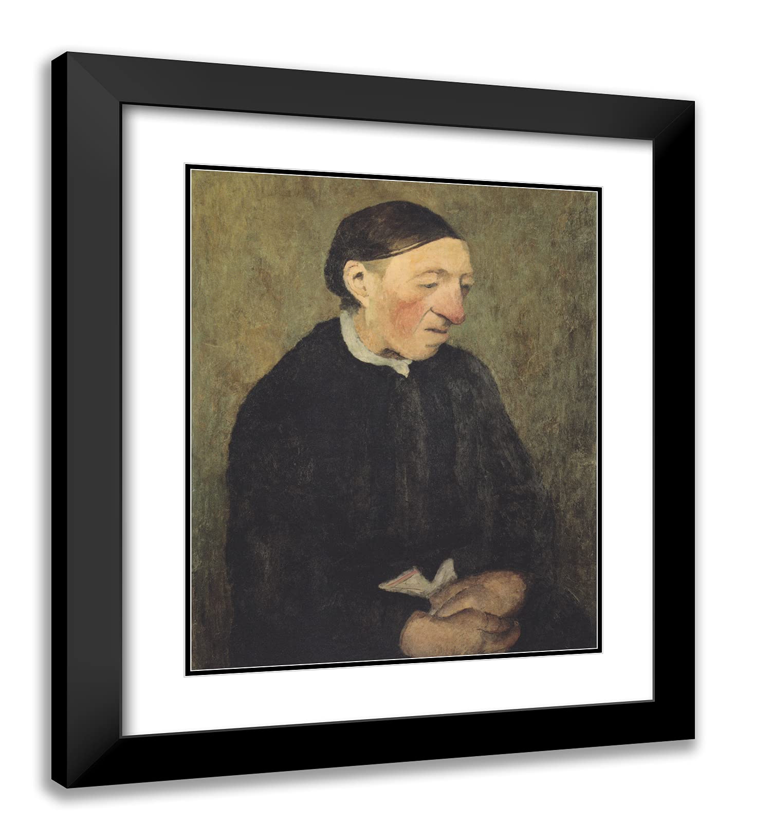 ArtDirect Modersohn Becker, Paula 20x23 Black Modern Framed Art Print with Double Matting Titled: Old Woman lV