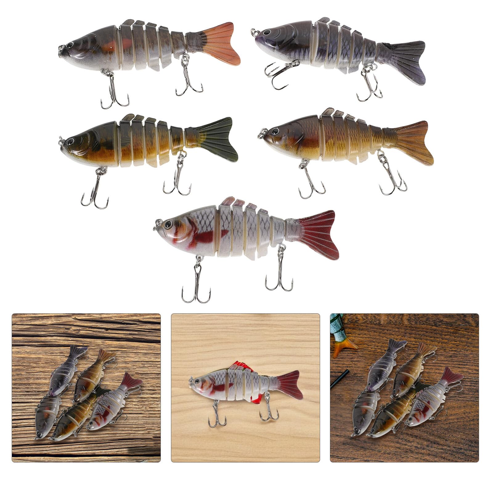 Leurres de Pêche Artificiels Segmentés 10cm Lot de 10