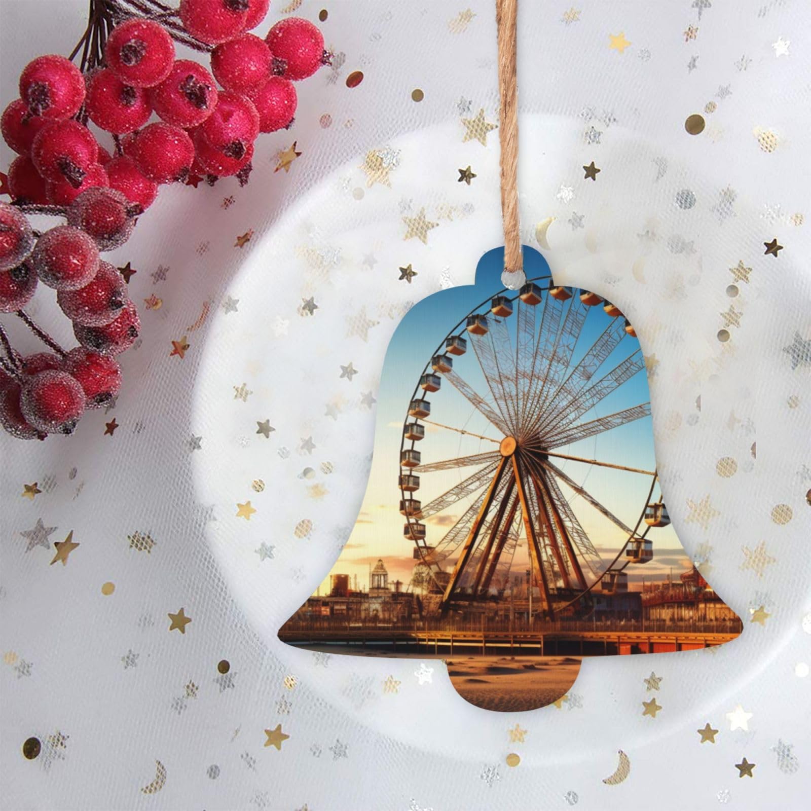 Weihnachtliches Riesenrad-Dekor – Drehbar, Mit Baum-Design, Acryl, Für Tisch Oder Kamin