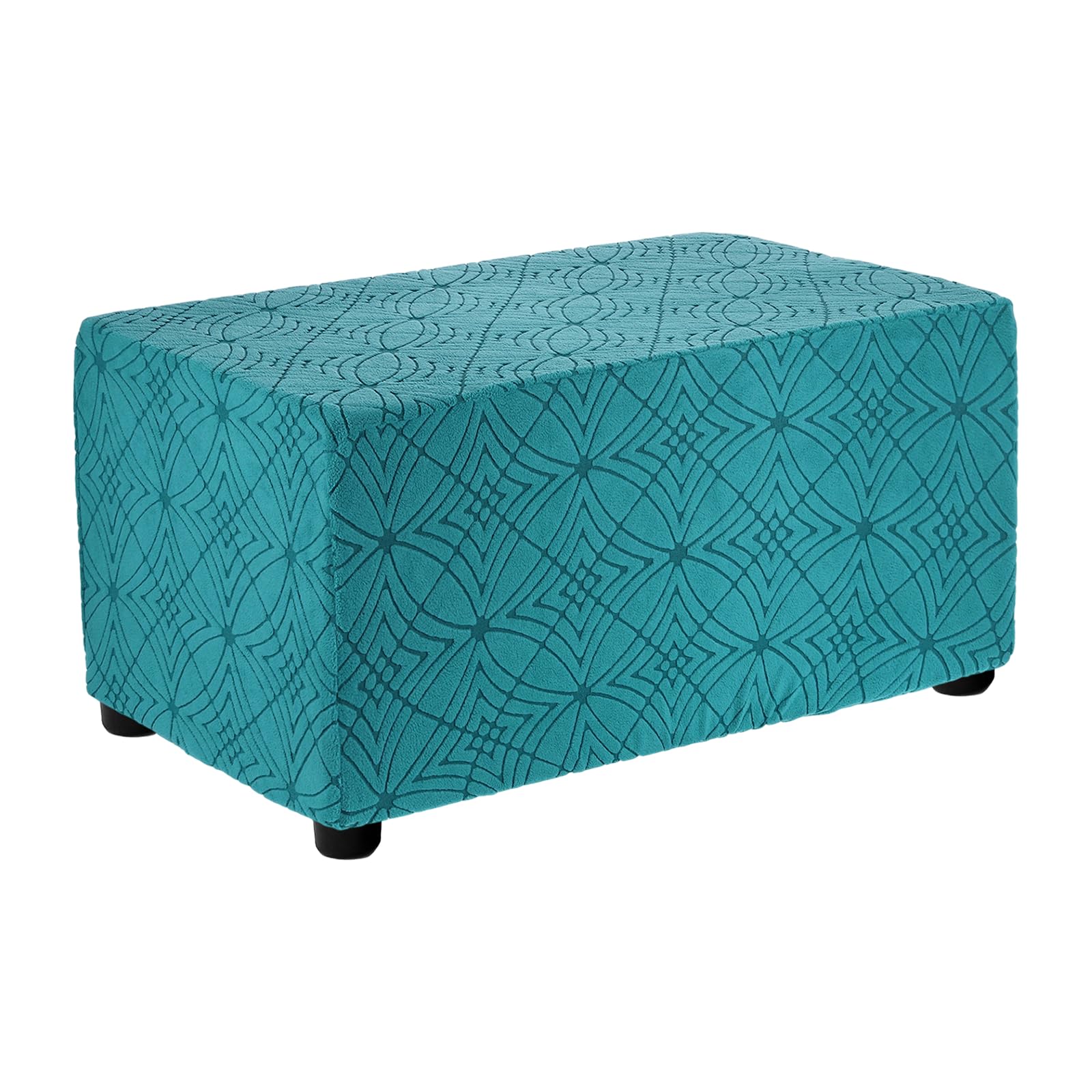 Housse de protection pour repose-pieds bleu rectangulaire jacquard salon 90cm 100cm