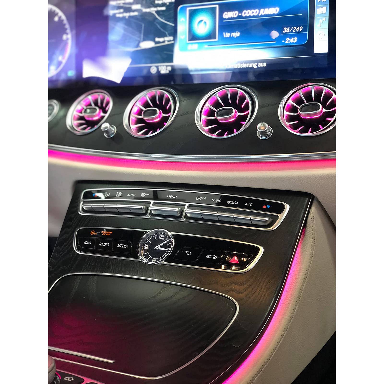 6 Sztuk 64 Kolor Przedni LED Turbina Nawiewnik Zestaw Oświetlenia Otoczenia Zamiennik dla E Klasa W213 C238 A238 2017 2021 Wnętrze Turbo Vent