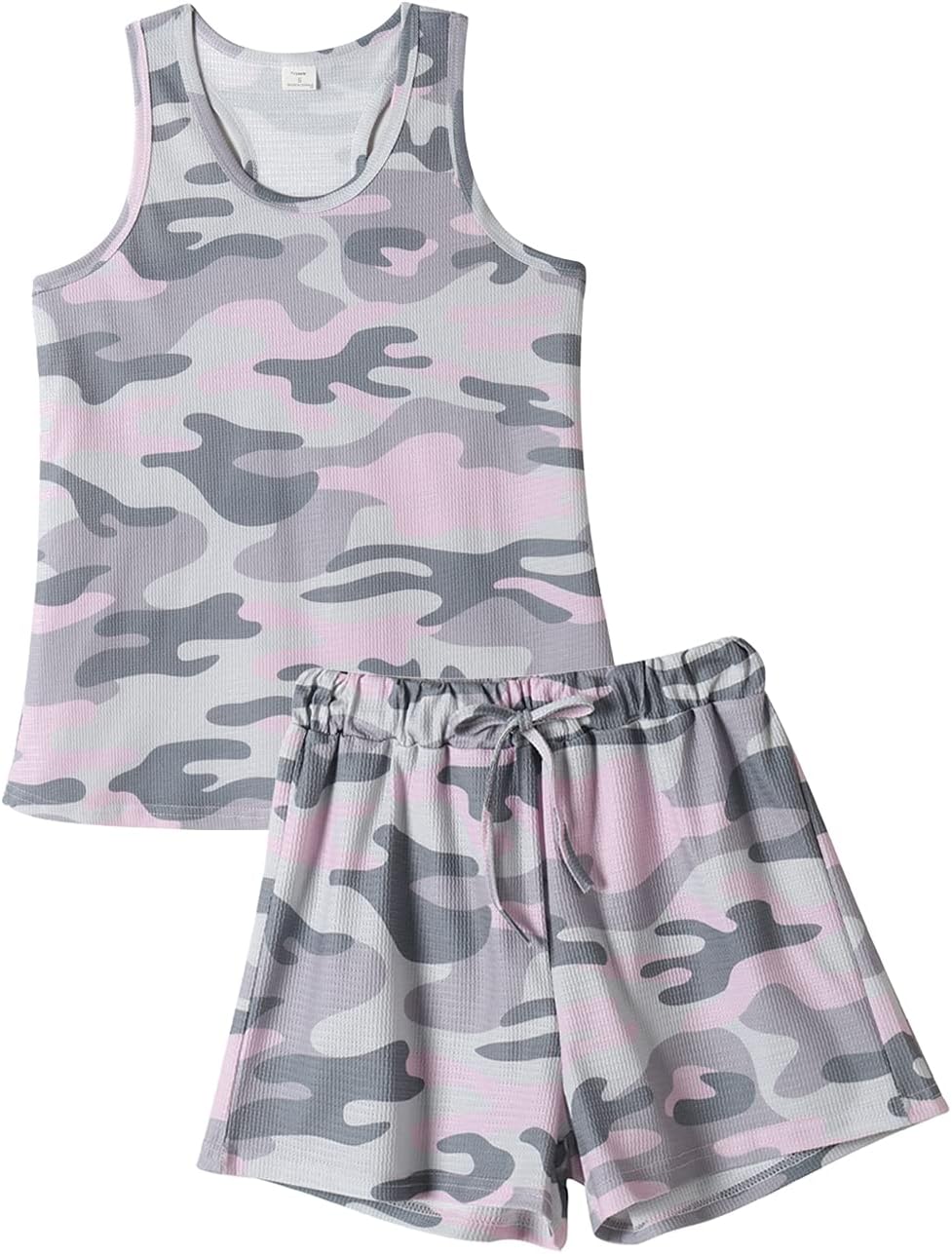 VENTELAN Women Pajamas Cute Tank and Shorts Set Soft PJS Sleepwear Loungewear Purple-camouflage X-Large