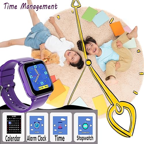 Miniatura 8 de iCHOMKE Reloj inteligente para niños, reloj inteligente para niñas y niños con 26 juegos, grabadora de video y reproductor, calendario podómetro,
