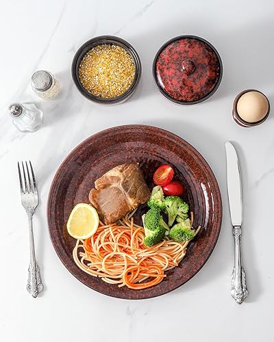 Miniatura 7 de Hasense Juego de vajilla de cerámica de 6 piezas, juego de platos llanos de 10 pulgadas para 4, platos y cuencos de 84 onzas, apto para microondas y