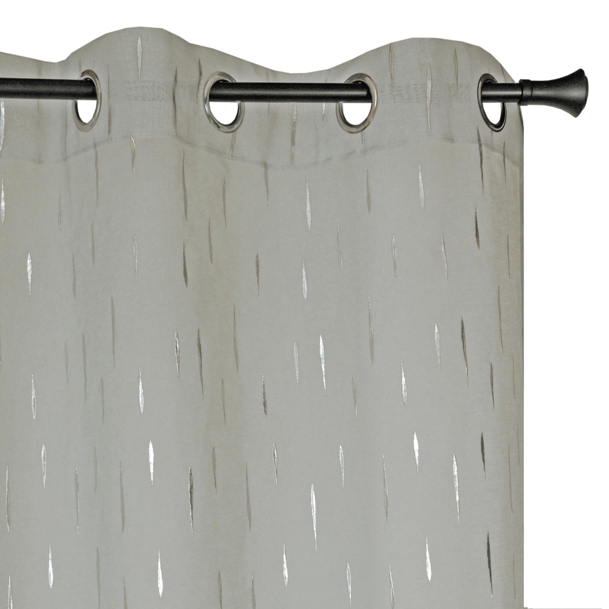 Tenda In Voile Stampata 140x240 Cm Con Occhielli - Atout Ciel | Motivo Floreale, Grigio, Pronta Da Appendere Per Soggiorno E Camera