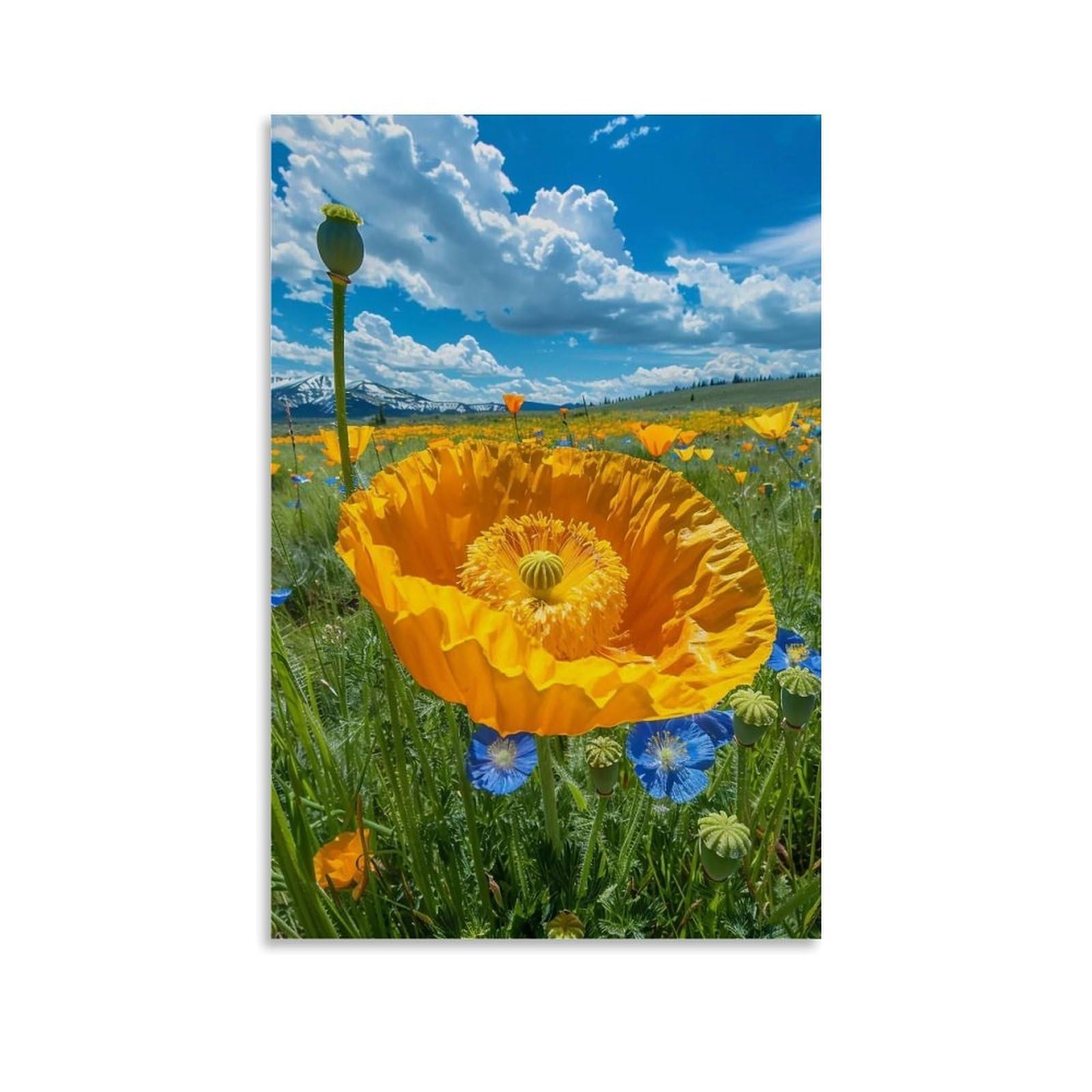 WHOUHJYE Golden Poppy Meadow 02 Poster Wall Art Canvas Vintage Aesthetic Painting Decor for Rooms 24x36inch Unframe-style