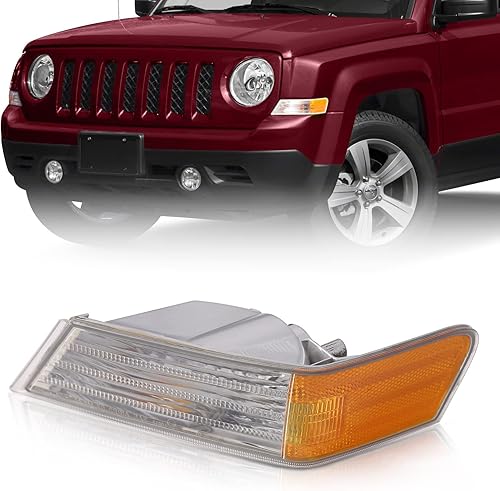FIONE Cubierta de lámpara de señal de giro delantera compatible con Jeep Patriot 2007 2008 2009 2010 2011 2013 2014 2015 2016 2017 lente de lámpara