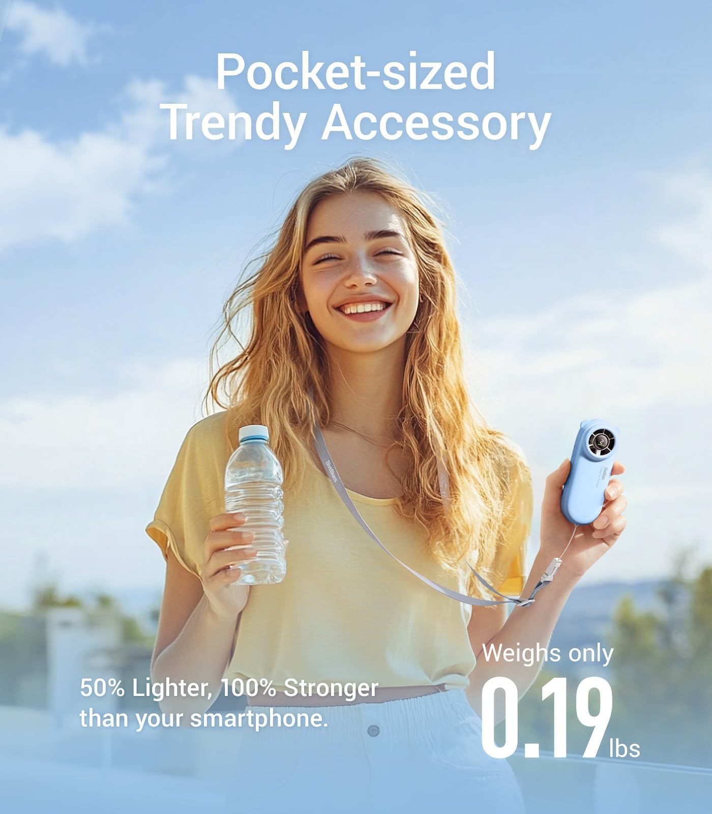 Diveblues TurboBear Mini Turbo Ventilatore, 8,8m/s Raffreddamento Veloce, 86,5g Ultraleggero, 5 Velocità, Batteria 2000mAh Ricaricabile, Compatto per Viaggi, Festival & Outdoor