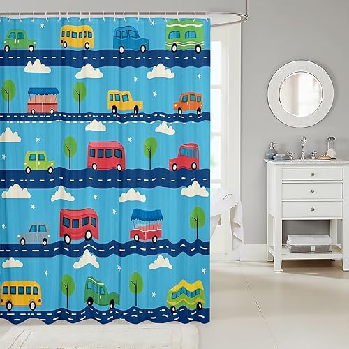 Miniatura 9 de Homewish Cortina de ducha con diseño de olas del océano, juego de cortina de ducha para niños y adultos, estilo japonés, cortinas impermeables para