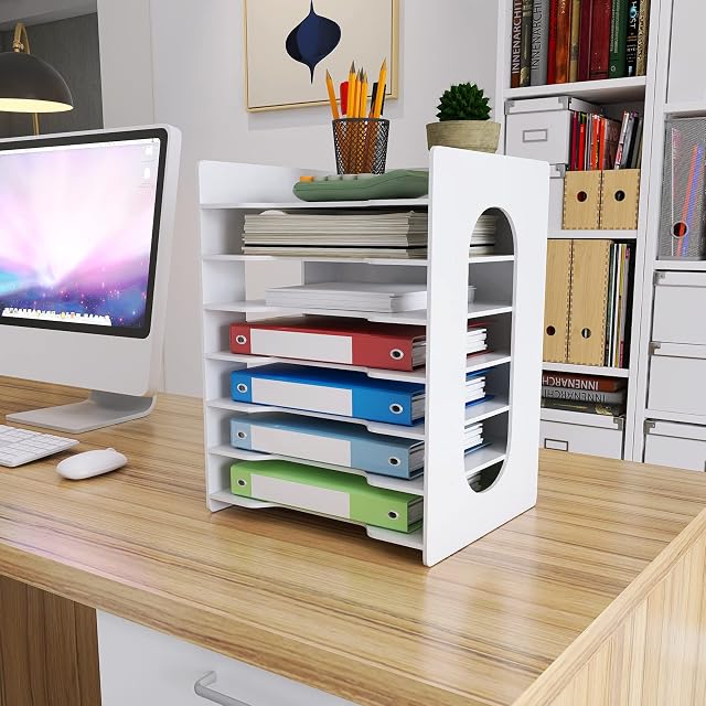 Natwind 7-Tier Organisateur de fichiers papier pour Bureau Organisateur Porte-lettres Bureau Organiseur & A4 Porte-papiers Porte-documents pour l'école du bureau à domicile(7H-Tier) | Rangement de bureau pour les fournitures de bureau, Trieuse de papier, Plateau de lettre pour la maison,