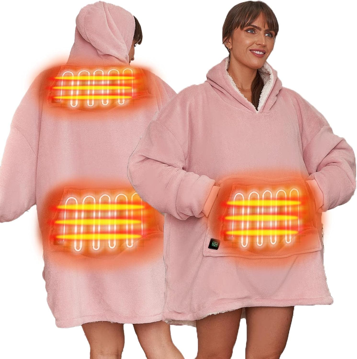 Sienna Heated Oversized Blanket Hoodie Womens Ultra Soft Sherpa Fleece