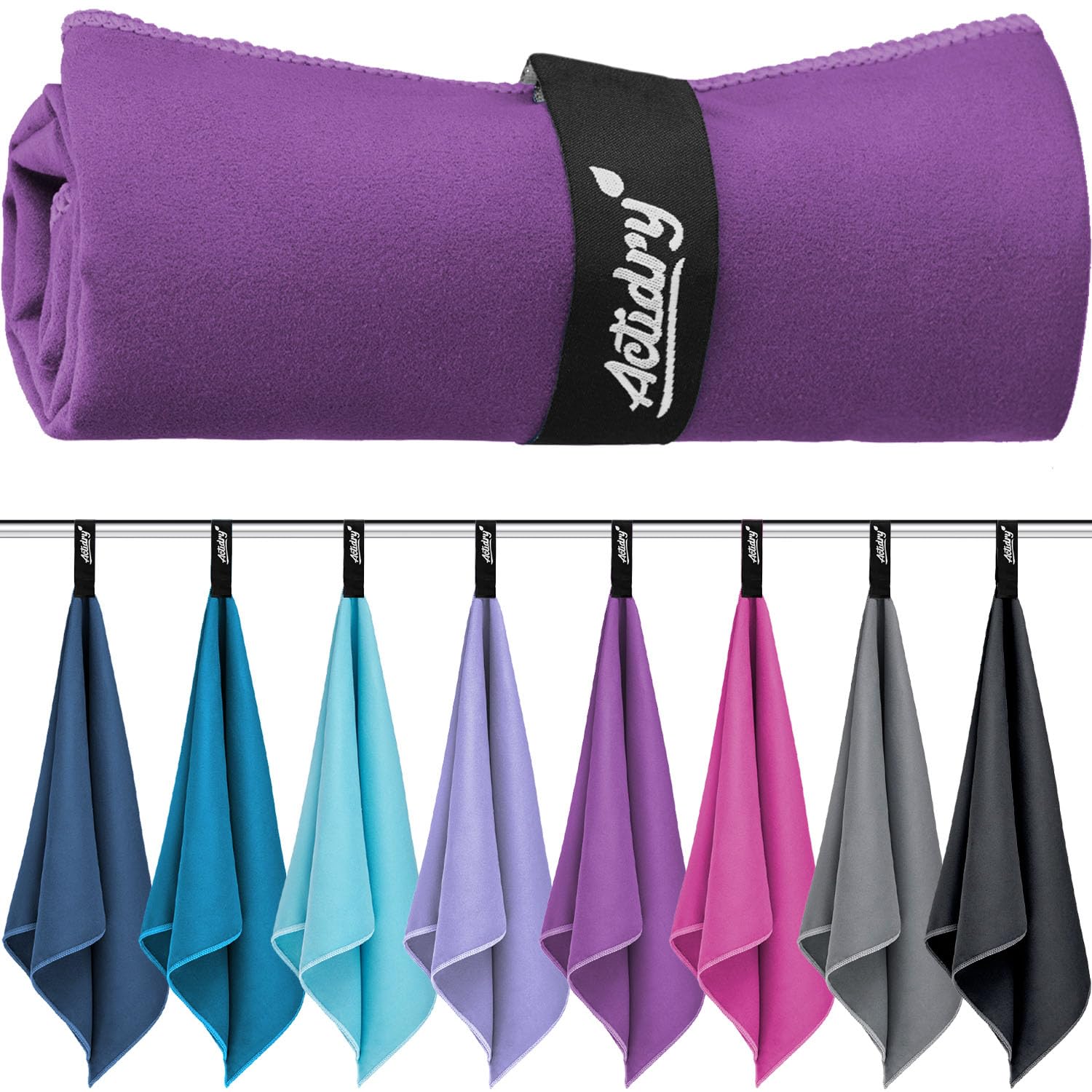 Actidry Giant Microfiber Towel XL (100x200 cm) - Quick Dry Beach Blanket, Oversized Pool & Sauna Towel - Violet