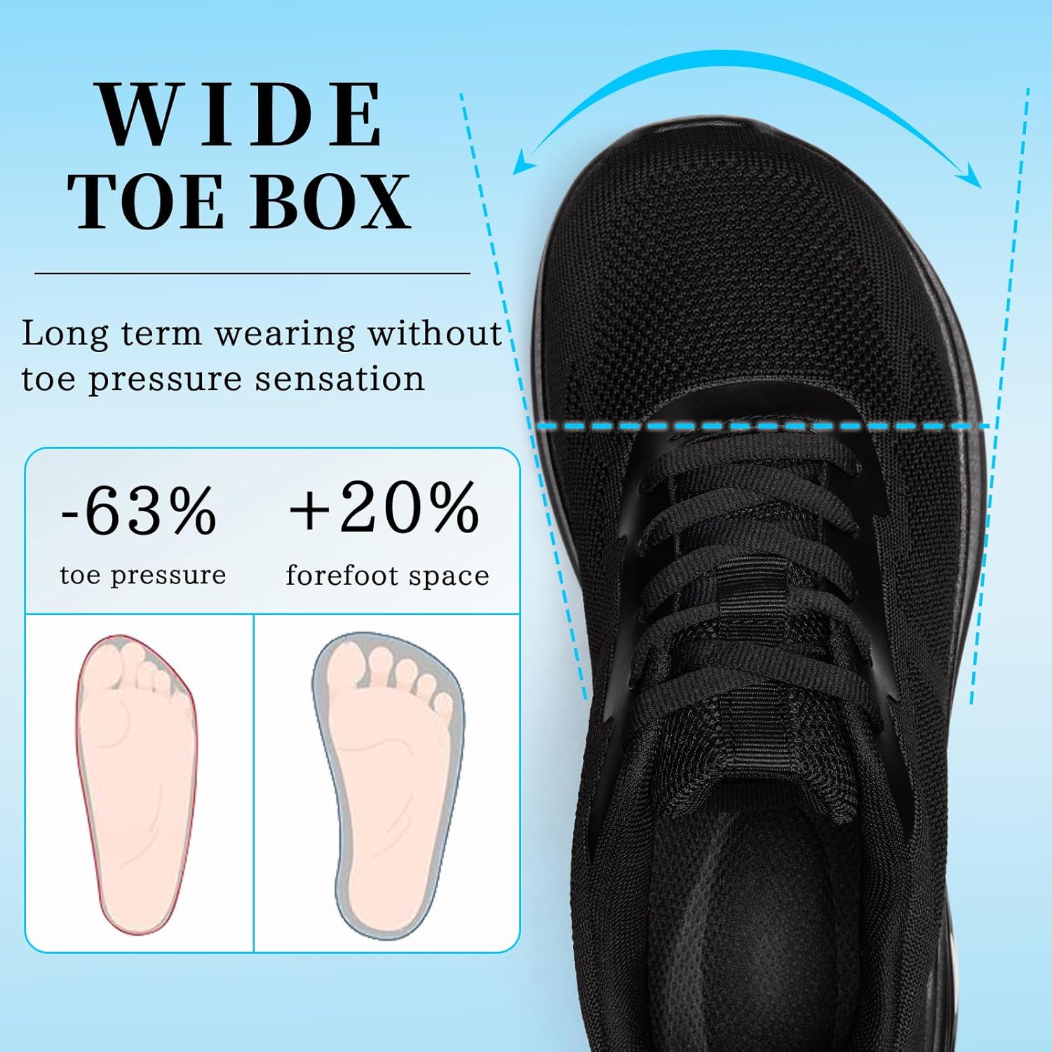 Wide Toe Box Walking Shoes Women Air Cushion Comfortable Non Slip Fashion Sneakers