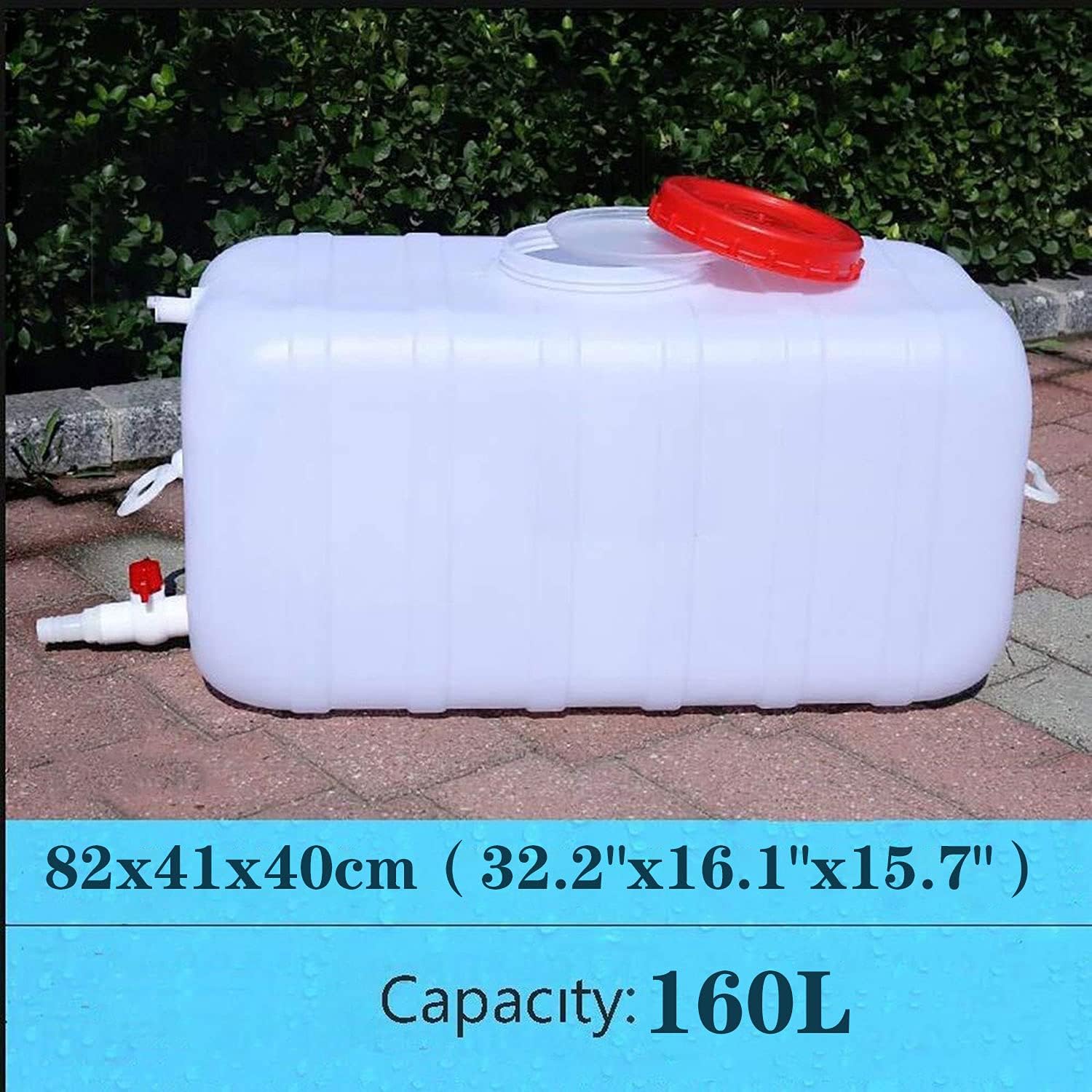 Water Tank Water Container Plastic Travel Desktop Container 80L Portable Drinking Water Bucket with Valve and Water Pipe Use When in Caravan Motorhome or Camping(Size:160L)
