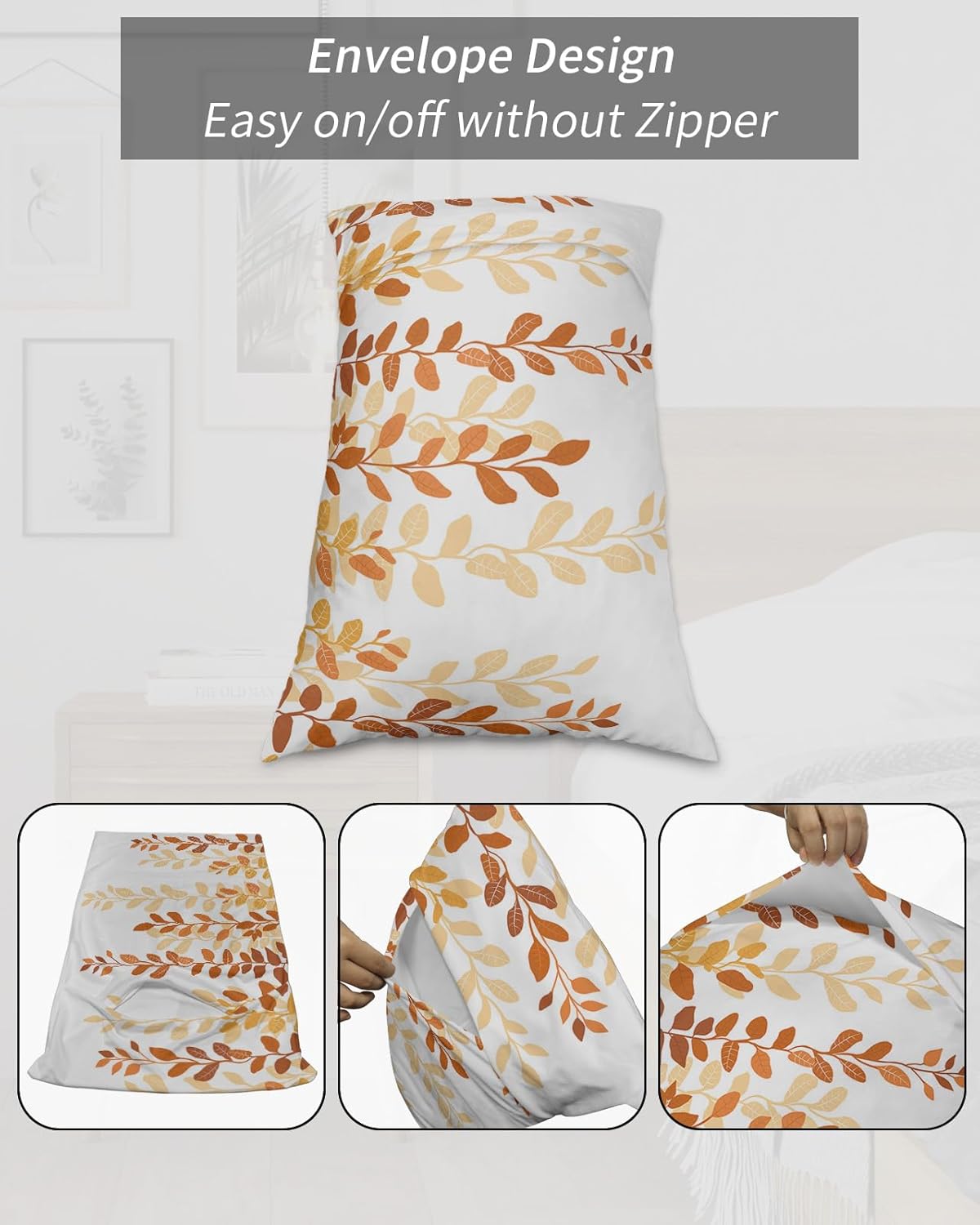 Botanical Leaves King Size Pillowcases,Soft Bed Throw Pillow Covers Sham Luxury Decorative Sofa Couch Long Body Lumbar Bolster Cushion Case with Envelope Closure,Gradual Eucalyptus Plant Herb 20"x40"