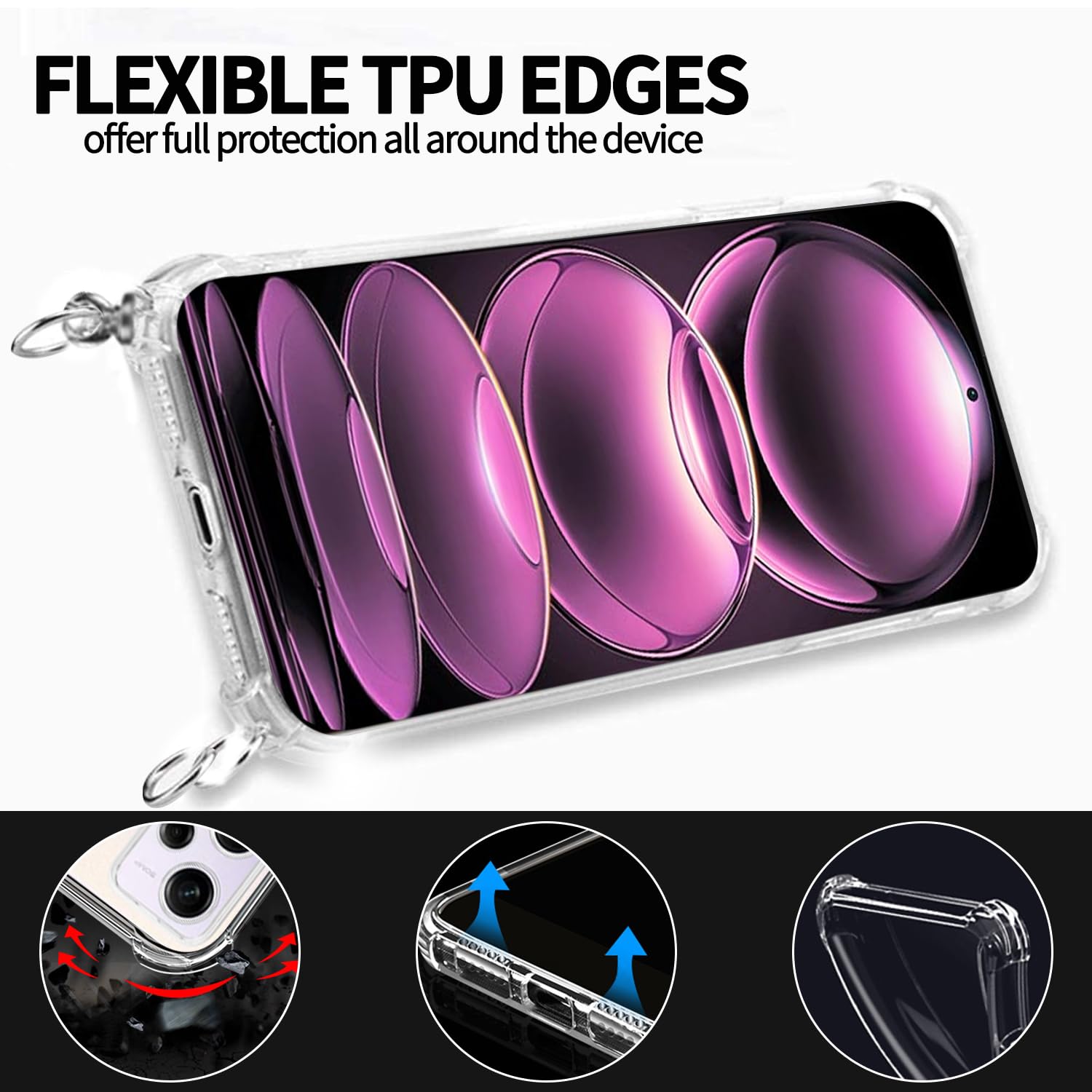 Protezione Xiaomi Redmi Note 9 con Laccio | Cover Viola Anti-Caduta
