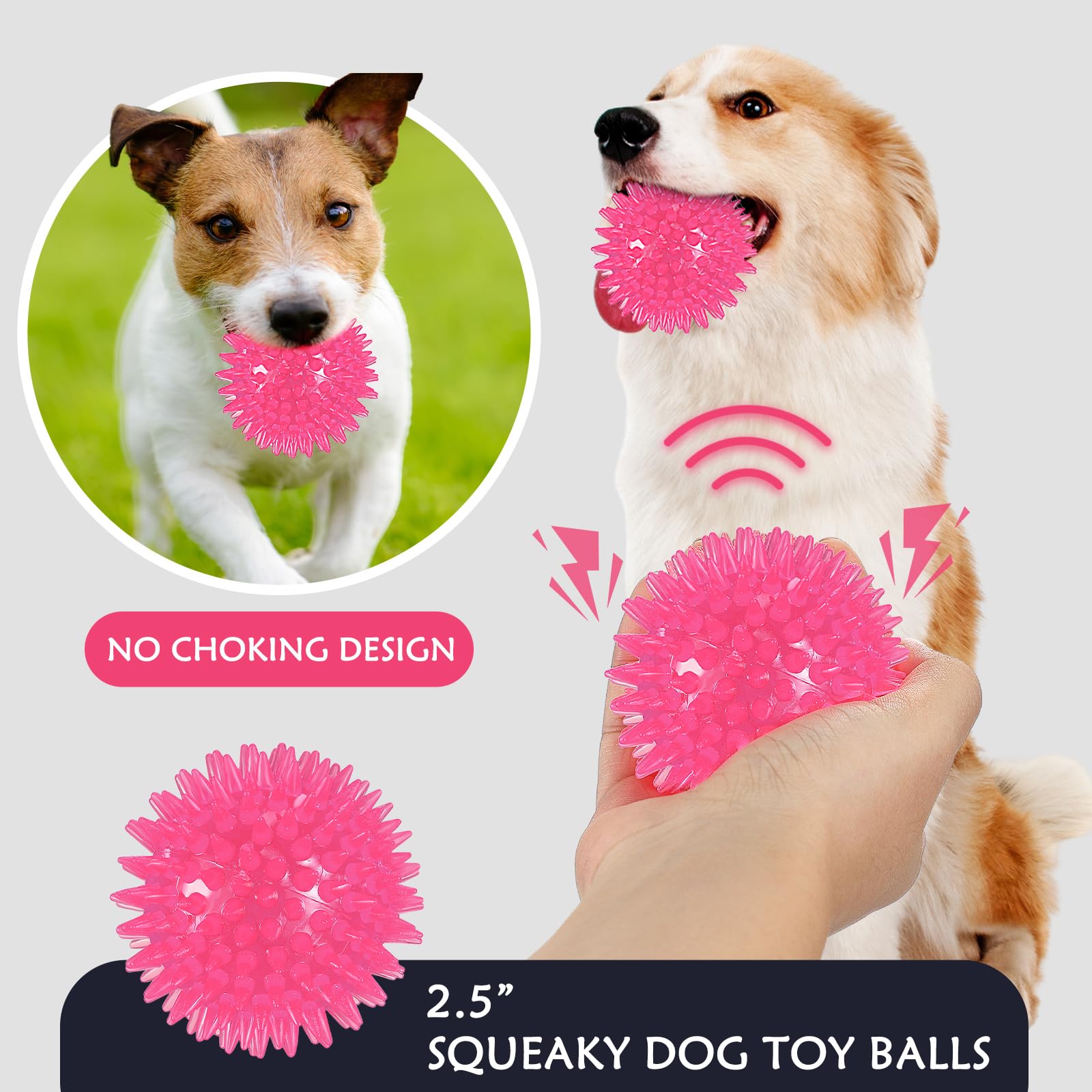 Doug's Dog Supplies Honeycomb Quietschball – Gummi-Hundeball Für Mittelgroße Bis Große Hunde, Rosa, 1 Stück