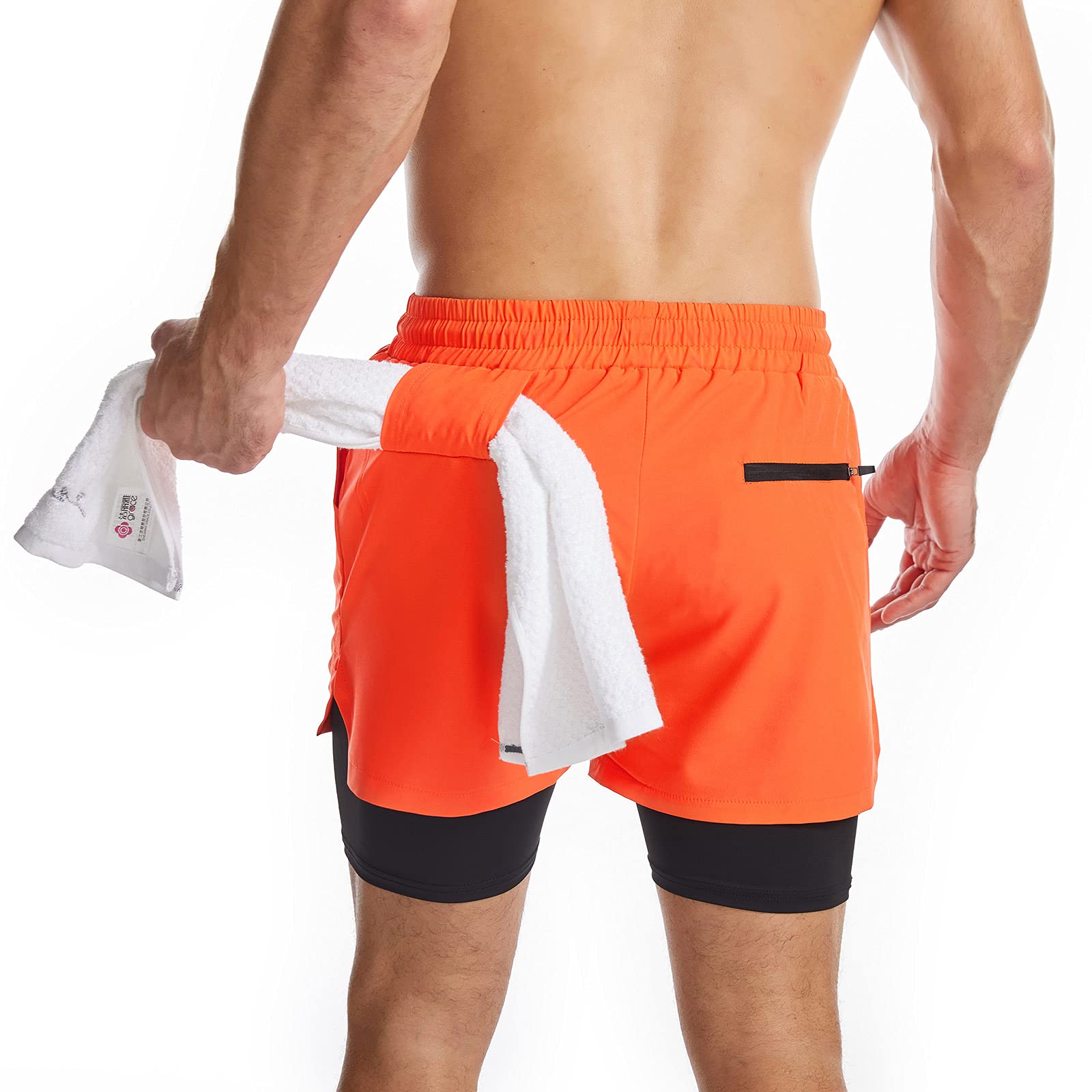 Danfiki Pantaloncini Sportivi da Uomo Running Shorts Asciugatura Rapida con Tasca per Jogging Tennis Fitness Allenamento 2 in 1