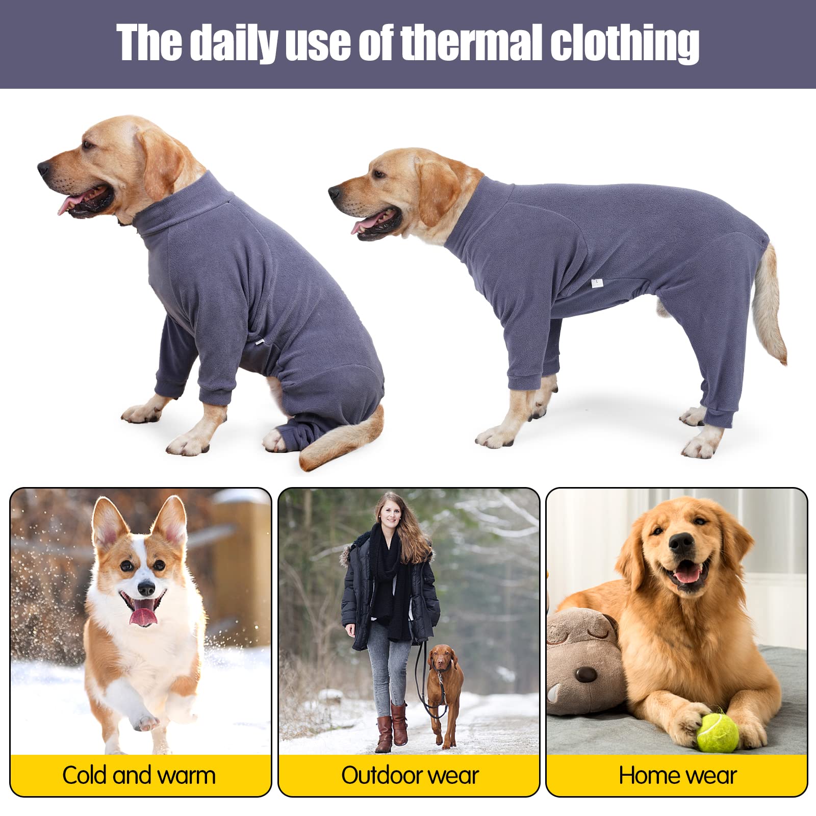 XIAOYU Winter Warme Hond Pyjama Hond Jumpsuit 4 Benen Huisdier Kleding Kat Onesie Pjs Voor Kleine Hond Kat Kleding Outfits, Whtie, M