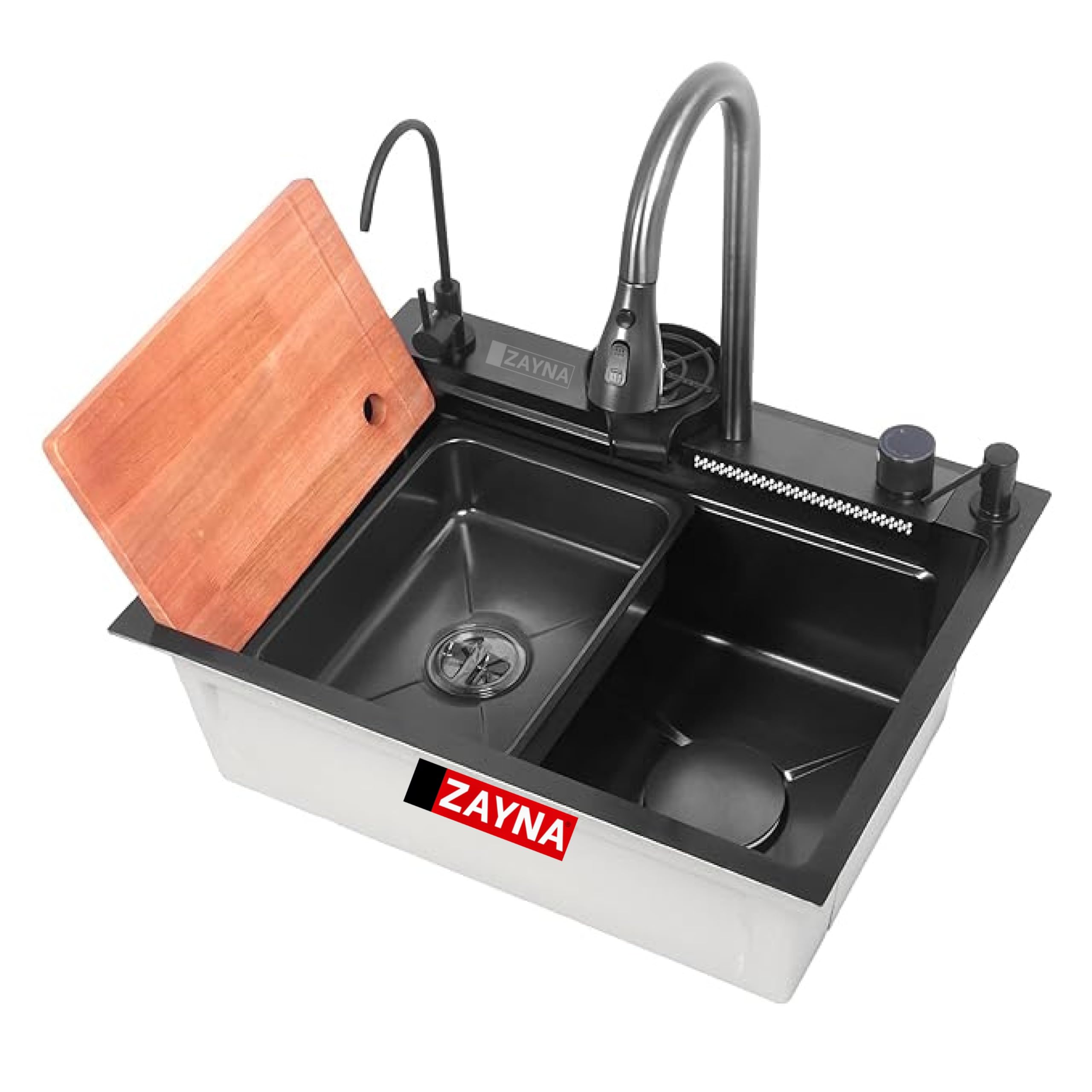 ZERO【FaB】Sinkbelow RF3枚セット ZAYNA Waterfall Kitchen Sink | 24x18 | Pull-Out Faucet, Soap