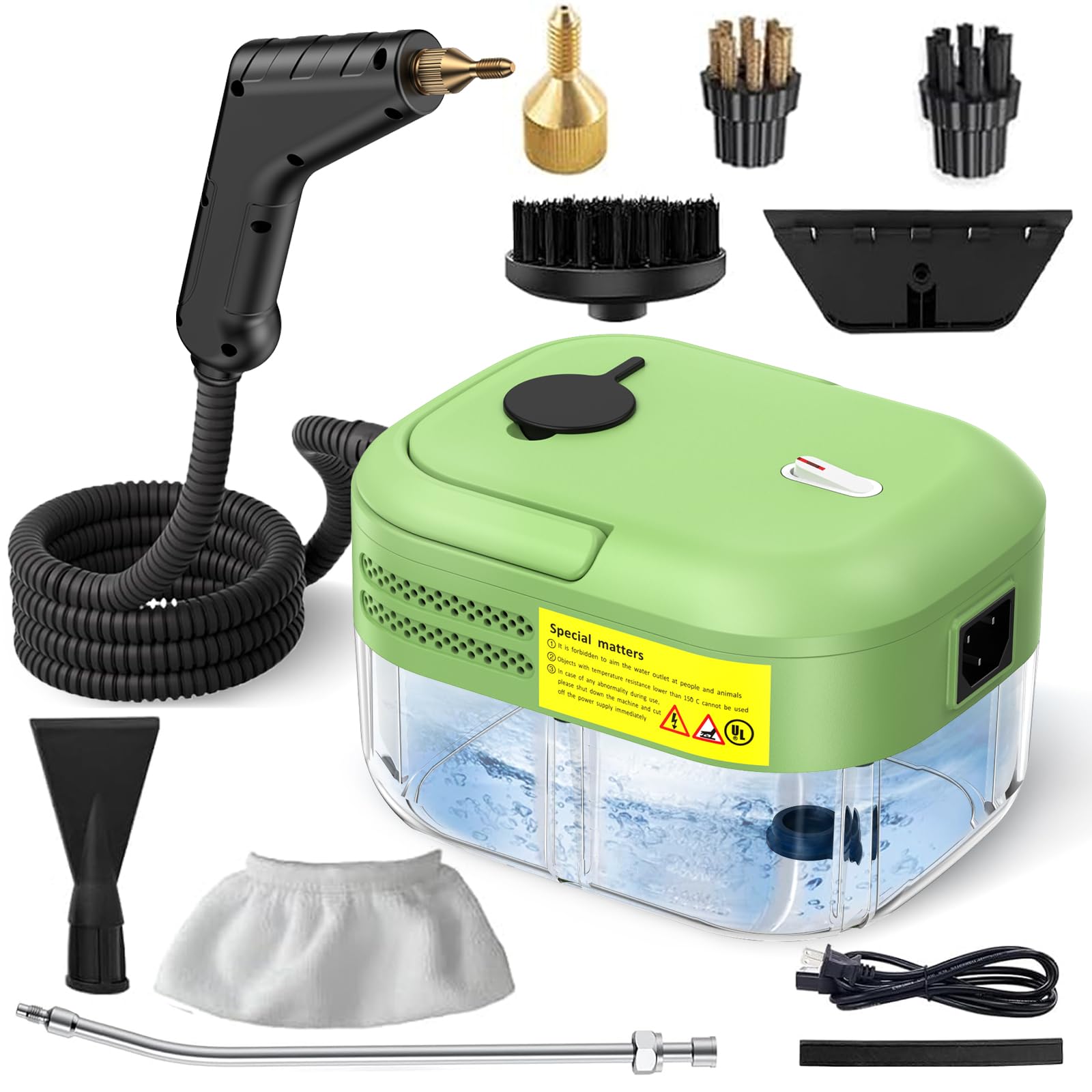 Photo 1 of 2500W Steam Cleaner for Home & Car, 15s Heat-Up Handheld Steamer for Cleaning, 1.2L Portable High Steam Cleaners, 6-Level Steam Control with 14 pcs Accessories Kit for Car, Floors, Couches, Grout