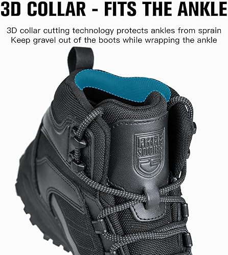 Miniatura 3 de FREE SOLDIER Botas de senderismo impermeables para hombres, botas negras, zapatos de senderismo para hombres