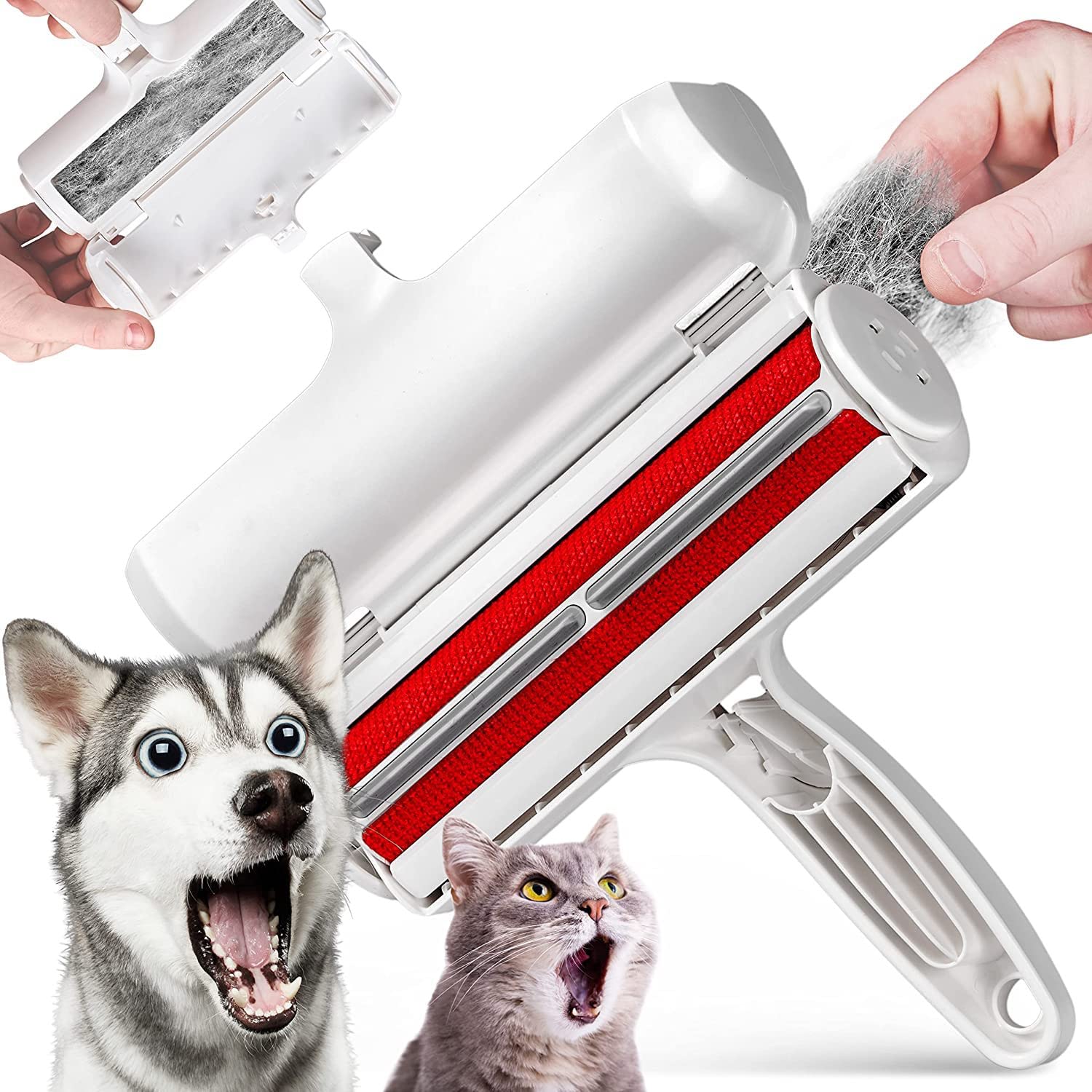 Nyxwell Grey Pet Lee Pet Hair Remover Roller, Reusable Animal Hair Removal Brush For Dogs And Cats, Easy To Clean Fixed Areas Pet Fur From Carpet, Furniture, Rugs, Stairs, Bedding And Sofa