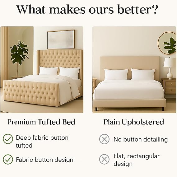 Atomic Sleep Luxury Chesterfield Wingback Bed Frame - Upholstered in Plush Velvet Fabric with Mattress/Gas Lift Option - UK Made (Steel Plush, Kingsize 5ft with gas lift storage)