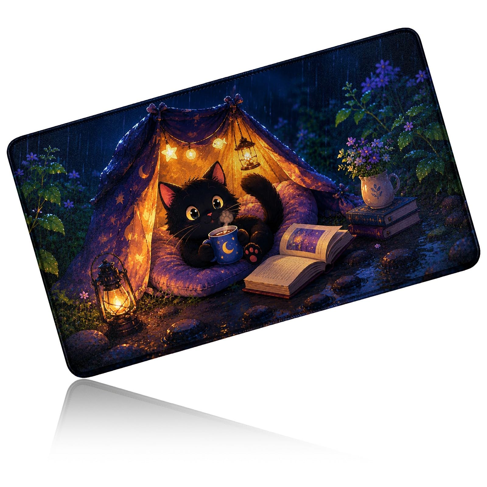 Dikoer for MTG/TCG Playmat 24" x 14" Commander Deck Gaming Mat, Tent Cat
