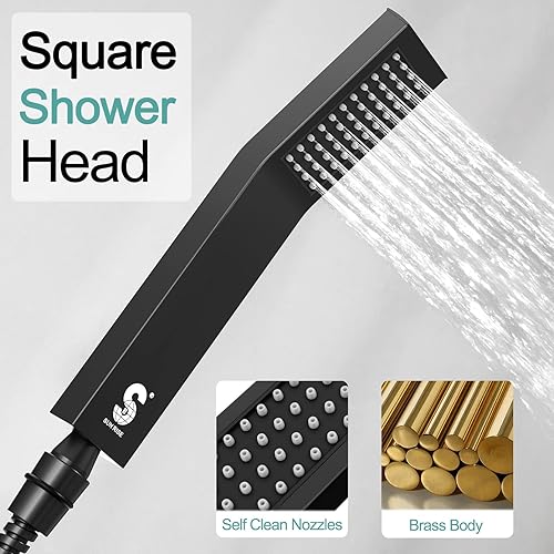 Miniatura 7 de SR SUN RISE Grifo de ducha de barra deslizante de 12 pulgadas, cabezales de ducha de alta presión de lujo y rociador de mano, sistema de ducha