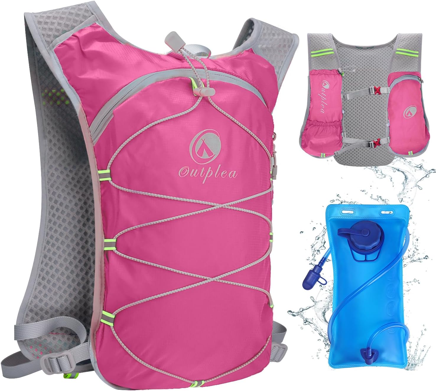 Lightweight Hydration Backpack with 2L Water Bladder for Men Women, Small Water Backpacks Running Vest for Hiking