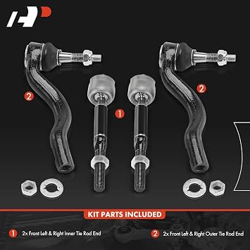 A-Premium 4個セット、フロントインナーアウタータイロッドエンドキット、ジープグランドチェロキー2016-2022、グランドチェロキーWK 2022-2022&ダッジデュランゴ2016-2022に対応