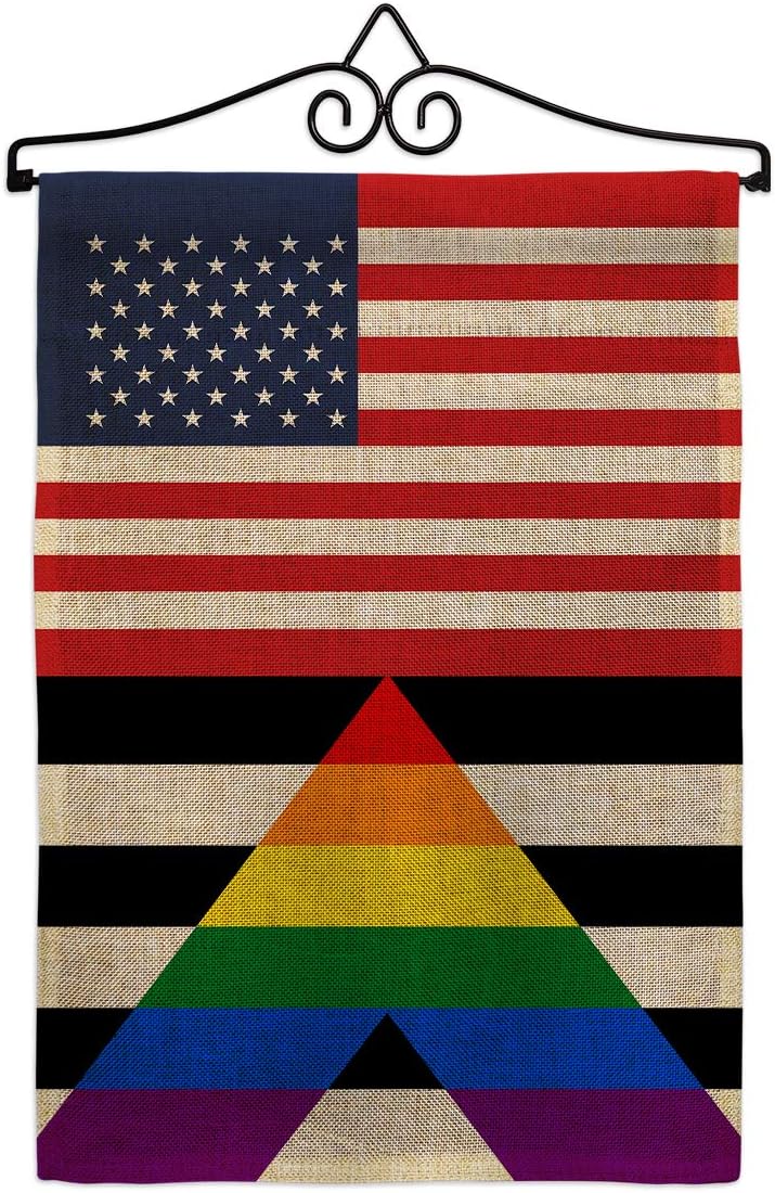 US Straight Allies For Equality Garden Flag Set Wall Holder Support Pride Rainbow Love LGBT Gay Bisexual Pansexual Transgender Small Gift Yard House Banner Made In USA 13 X 18.5