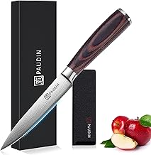 PAUDIN Utility Knife, 5 Inch Chef Knife, Ultra Sharp High Carbon Stainless Steel, Multipurpose Paring Knife for Fruit and Vegetable Cutting with Wooden Handle, Premium Gift Box