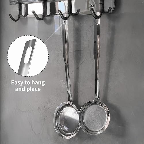 Miniatura 7 de Cuchara coladora de acero inoxidable de malla fina, tamiz de malla fina con mango largo, cuchara espumadera de acero inoxidable, accesorio de cocina