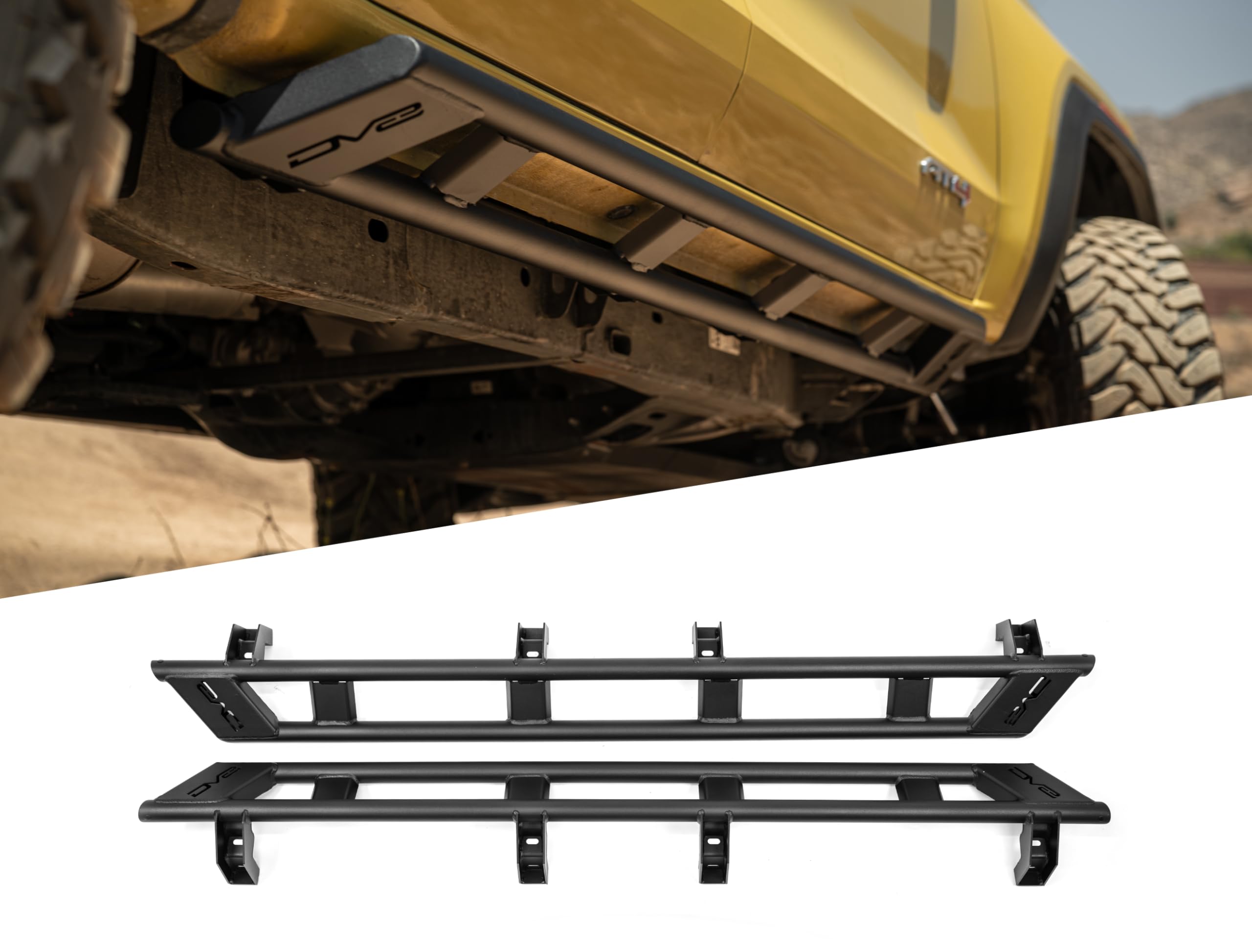DV8 Offroad Rock Sliders for 2023-2025 Chevy Colorado & GMC Canyon | Provide Medium-Duty Protection to Side Panels | High-Clearance Design | Mount to