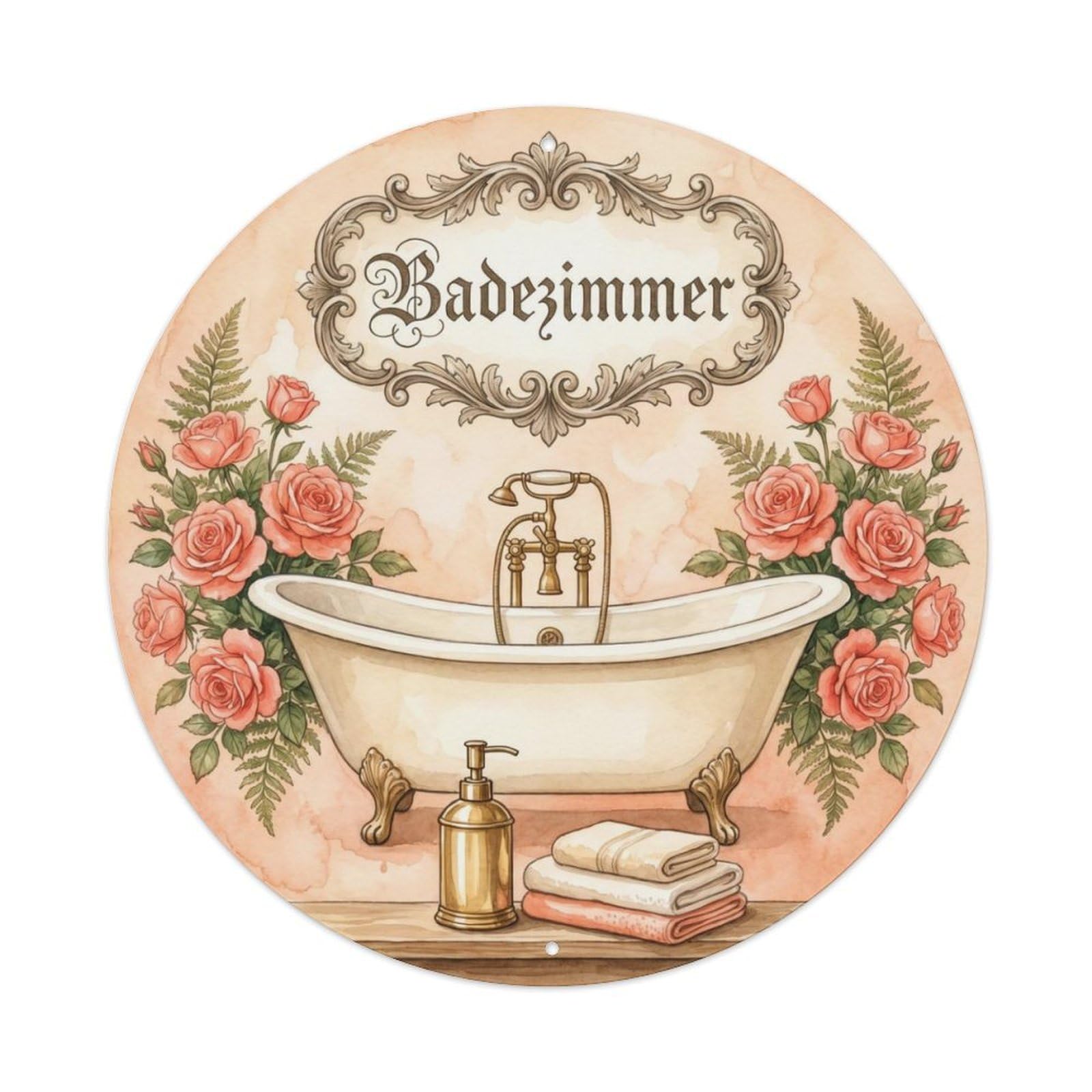 Fqnyr Style Badezimmer Rose Cottage Bathroom Wall Metal Tin Sign