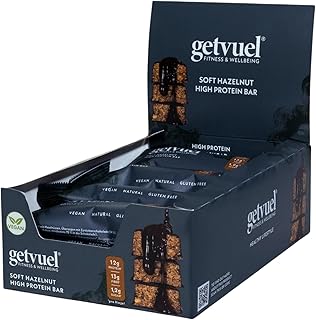 getvuel High Protein Riegel Soft Hazelnut – 12x50g | 12g pflanzliches Protein | nur 1,2g Zucker | vegan, glutenfrei | mit echten Haselnüssen & Agaveninulin | natürliche Zutaten